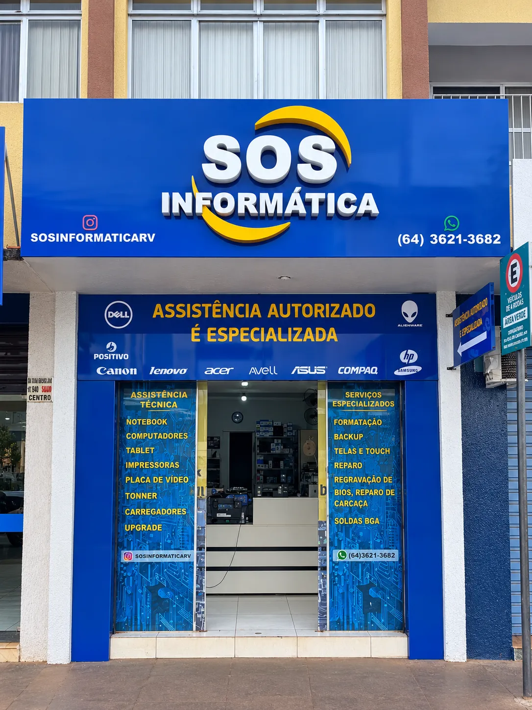 Fachada da loja SOS Informática em Rio Verde